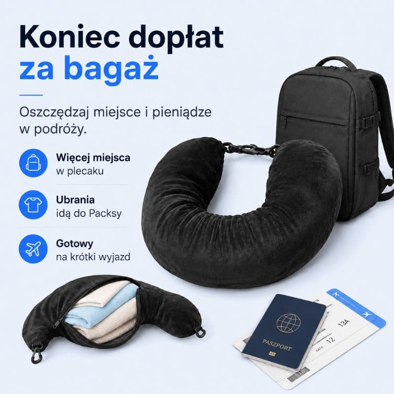 Packsy - Poduszka 2w1 na Ubrania i Więcej Miejsca w Bagażu